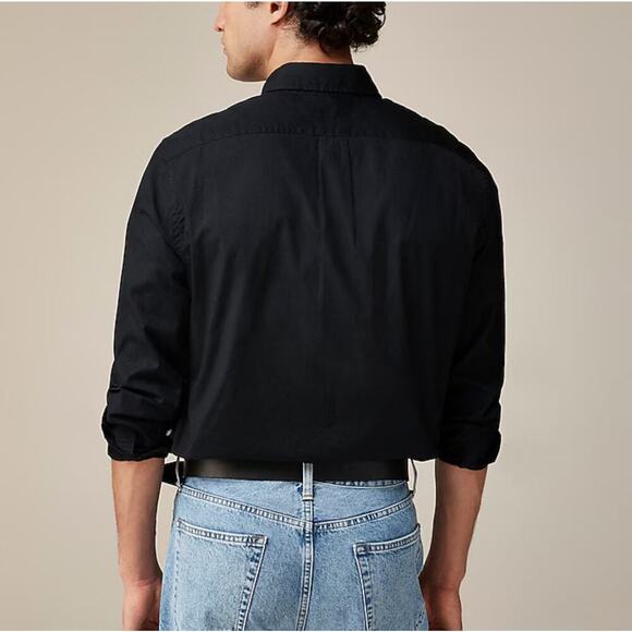 NWOT J.Crew Secret Wash Poplin Slim Untucked Shirt In Black Size L - Picture 2 of 7